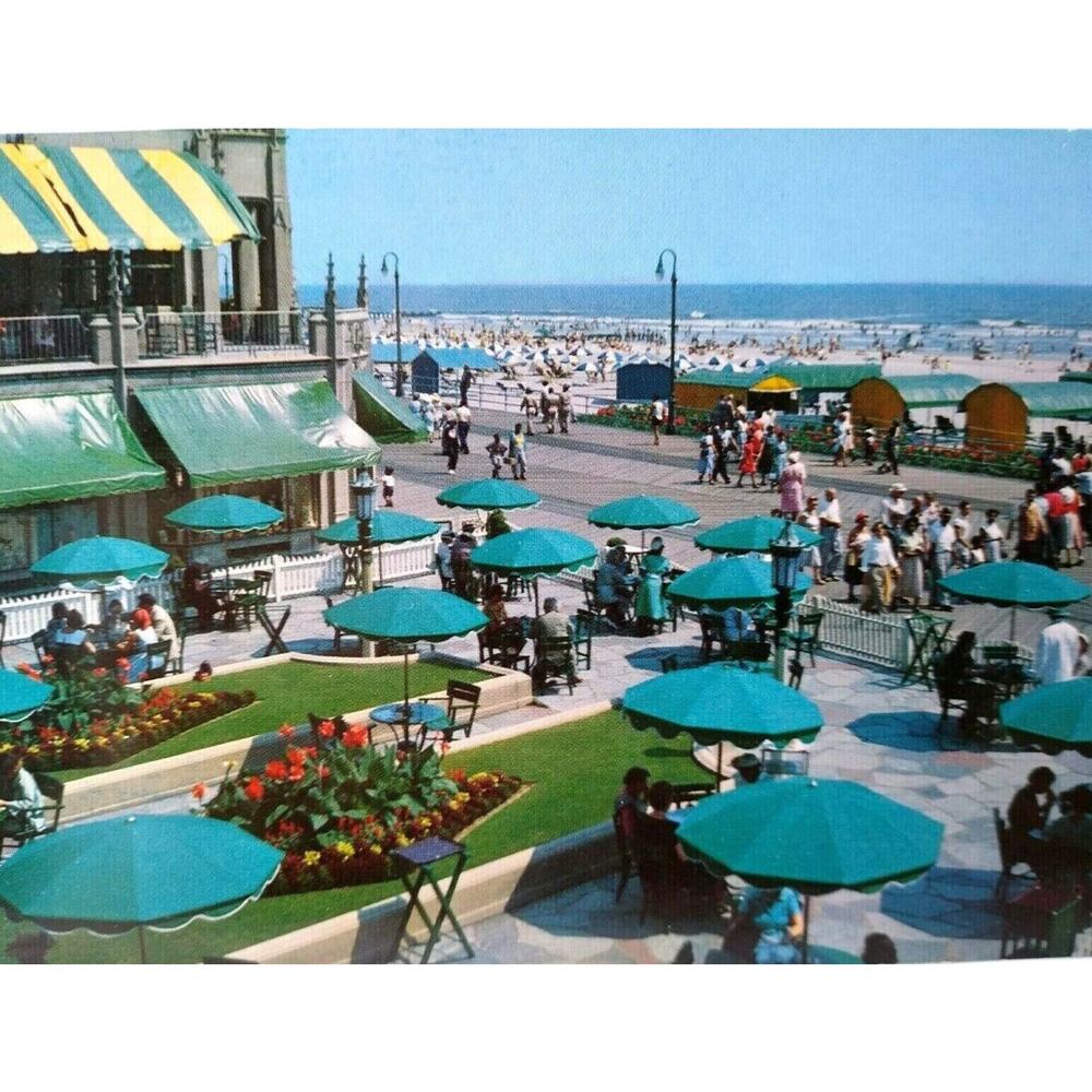 Atlantic City Postcard Dennis Hotel Terrace Boardwalk Ocean New Jersey Beach